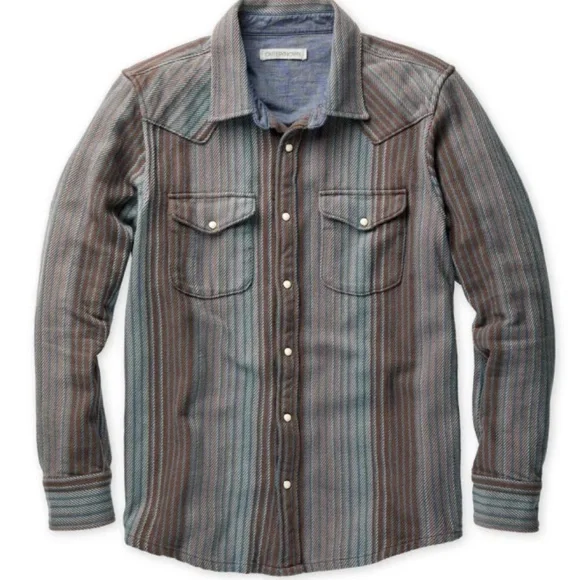 OUTERKNOWN LONG SLEEVE BUTTON UP STRIPED SHIRT - Picture 1 of 9